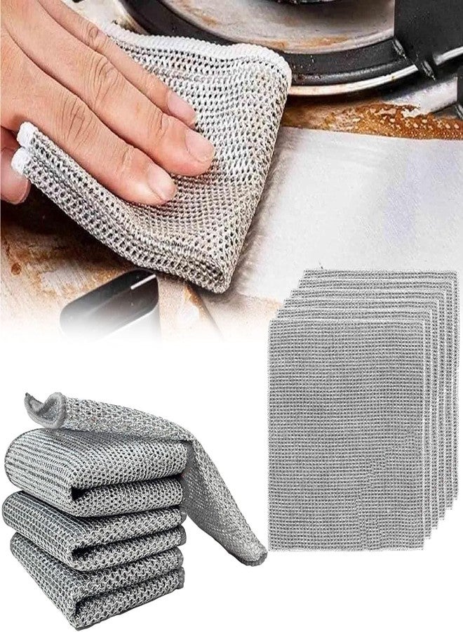 Fastmart Non-Scratch Wire Dishcloth, & Gaps Cleaning Brush Multipurpose Wire Dishwashing Rags for Wet and Dry, Easy Rinsing, Reusable, Wire Dish Towels for Kitchen, Sinks, Pots, Pans (Pack of 6) - Image 1